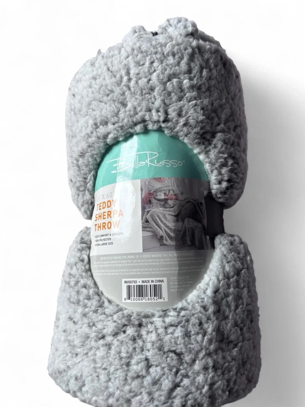 Bella Russo Gray Teddy Sherpa Throw Blanket - Cozy Gray Throw